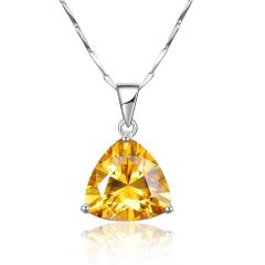 Wholesale Women Engagement 45cm Pendant Necklace 925 silver with Yellow Triangle Citrine