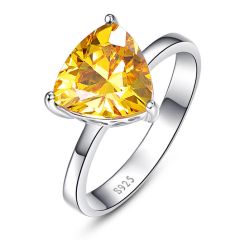 Wholesale Women Engagement Ring 925 Silver Ring with Yellow Triangle crystal