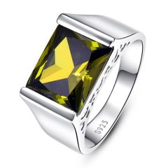 Wholesale 925 Sterling Silver mens Engagement Rings in Yellow Peridot