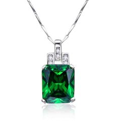 Wholesale Women Engagement 45cm Pendant Necklace 925 Silver with Emerald