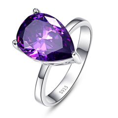 Wholesale Women Promise Rings 925 Sterling Silver with heart shaped ring with Amethyst