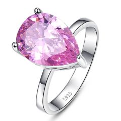 Wholesale Women Promise Rings 925 Sterling Silver with heart shaped ring with Pink Topaz