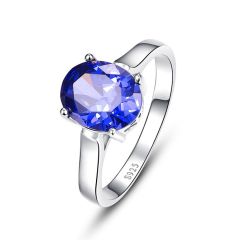 Wholesale 925 Sterling Silver mens Engagement Rings with Blue Tanzanite