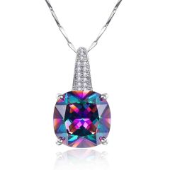 Wholesale 45cm Pendant Necklace Women with Rainbow Topaz 925 Silver for Wedding