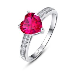Wholesale 925 Sterling Silver Promise Rings for her with Red Ruby