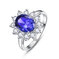 Wholesale 925 Silver Women Engagement Cocktaik Ring with Ruby  and Tanzanite 
