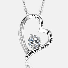 Wholesale 45cm Heart Pendant Necklace 925 Silver with Cubic Zirconia Fashion Jewelry Gifts for Women 
