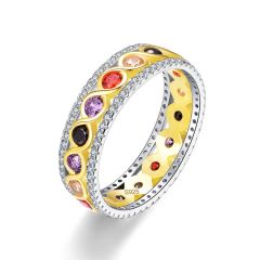 Wholesale 925 Silver Wedding Ring with Varieties of Color Gems for Women 
