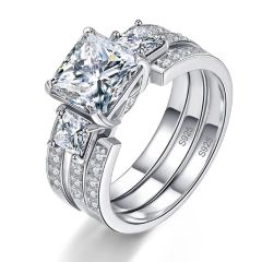 Wholesale 925 Sliver Women Bridal Ring Set with White Cubic Zirconia