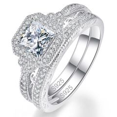 Wholesale Women Bridal Ring Set 925 Sliver with Cubic Zirconia