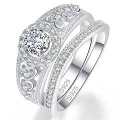 Wholesale Women 925 Silver Engagement Ring with white Cubic Zirconia
