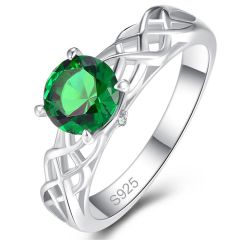 Wholesale the best 925 Silver Women Engagement Ring with Emerald