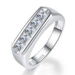Wholesale 925 Sliver Mens Engagement Rings with Princess Cut design