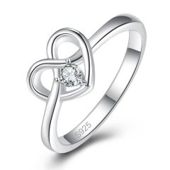 Wholesale 925 Sliver Women Stacking Rings and Promise Ring Heart Design