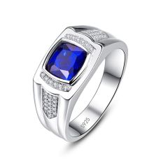 Wholesale  925 Sliver Mens Engagement Ring with Blue Diamonds