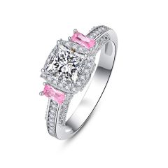 Wholesale Women 925 sterling silver Engagement Ring with pink