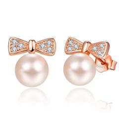 Wholesale Women 925 Sterling Silver stud earrings in Rose Gold