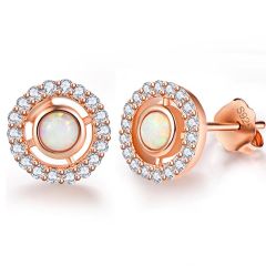 Wholesale Women 925 Sterling Silver Stud Earrings in Opal Rose Gold