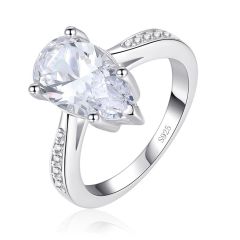 Whloesale Women 925 Sterling Silver Engagement Ring with Pear Shape