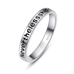Whloesale 3mm 925 silver Women Stack Ring Lettering Design