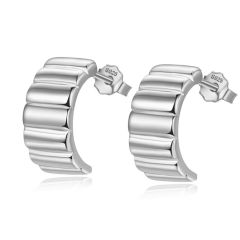 Wholesale Women 925 Silver Stud Earrings Silver with Half Ear Hoop Design
