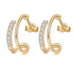 Wholesale 14mm Women 925 Silver huggie hoop earrings with diamonds in Gold Silver