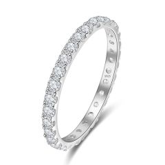 Whloesale 2.5mm Women 925 Sterling Silver White Gold Wedding Ring