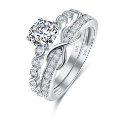 Whloesale Women 925 Silver Bridal Ring Set with Infinite Design