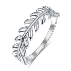 Whloesale 5.5mm Women 925 Silver Vine Leaf Ring for Wedding