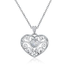 Wholesale 925 Sterling Silver Heart Pendant Necklace Fashion Jewelry Gifts for Women 18"