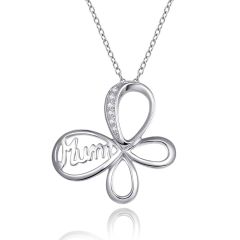 Wholesale Flying Butterfly Pendant Necklaces 925 Sterling Silver with Cubic Zirconia for Mom