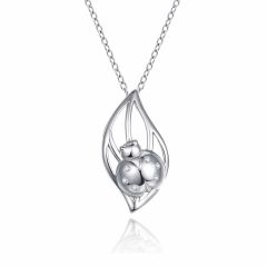 Wholesale Leaf Pendant Necklace with a Cockchafer 925 Sterling Silver 18"