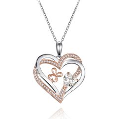 18 Inch Women Heart Pendant Necklace Wholesale 925 Sterling Silver