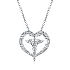 Wholesale 18 Inch Heart Pendant Necklace 925 Silver with Angel Wings