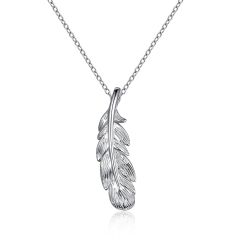 Wholesale 925 Sterling Silver Men Vintage Feather Pendant Necklace