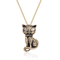 Wholesale 925 Sterling Silver Retro Cat Pendant Necklace