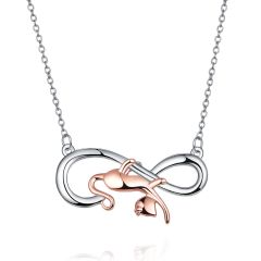 Wholesale 925 Sterling Silver Infinity Symbol Pendant Necklaces with a Cat