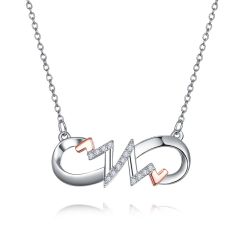 Wholesale 925 Sterling Silver Infinity Symbol Pendant Necklaces with Cubic Zirconia