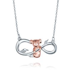 Wholesale 925 Silver Infinity Symbol and Teddy Bear Pendant Necklace