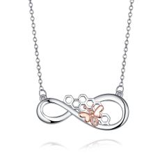 Wholesale 925 Silver Infinity Symbol and Bee Pendant Necklace