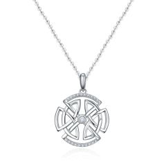 Wholesale 925 Sterling Silver Celtic Style Pendant Necklaces with Cubic Zirconia